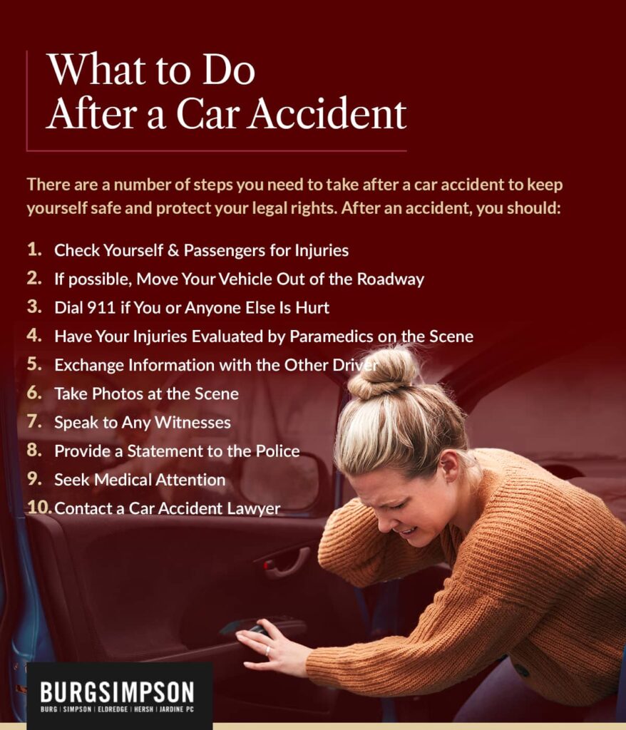 steps to take after a car accident list | Burg Simpson