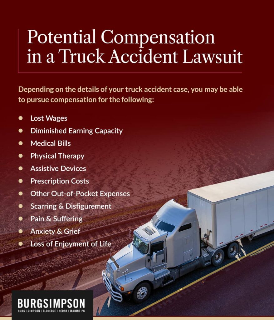 types of compensation in a truck accident claim | Burg Simpson