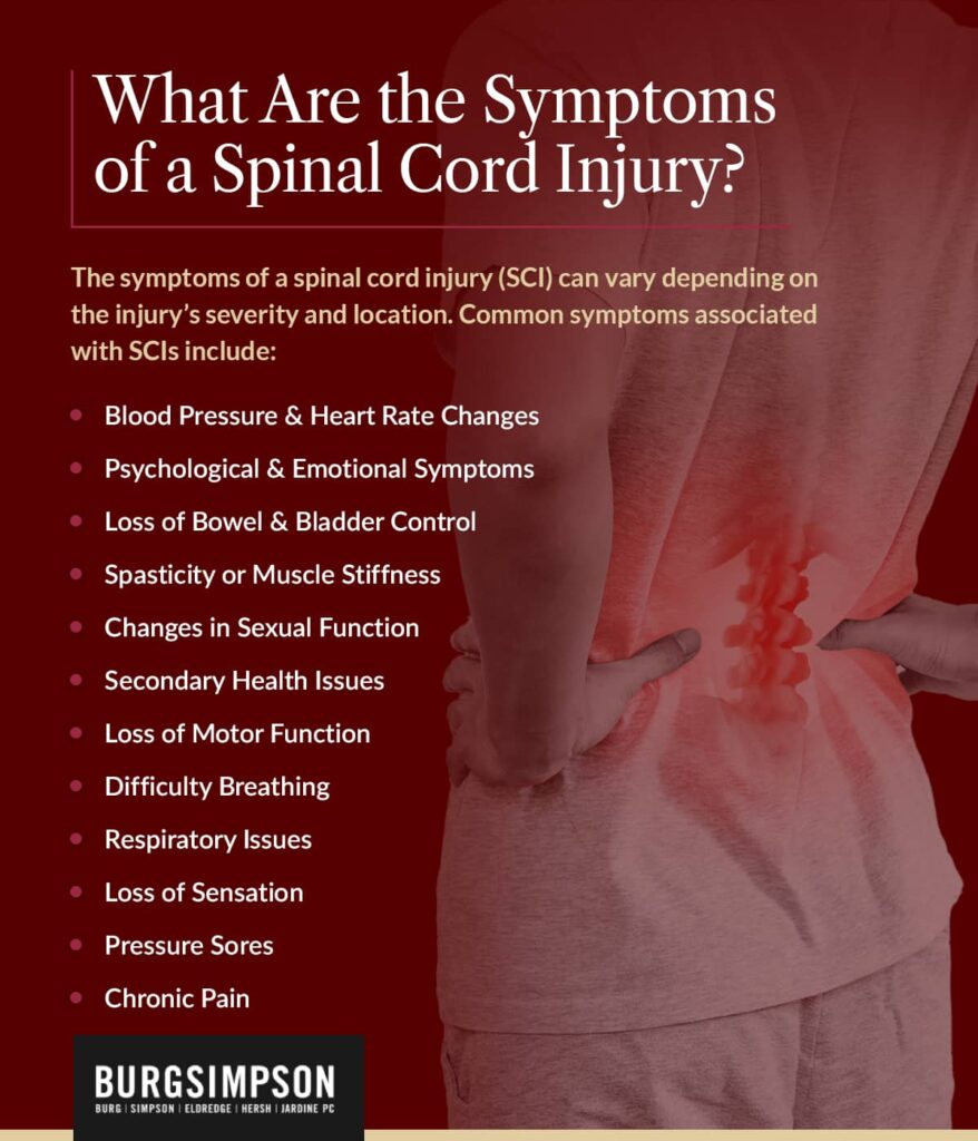 What are the symptoms of a spinal cord injury? | Burg Simpson