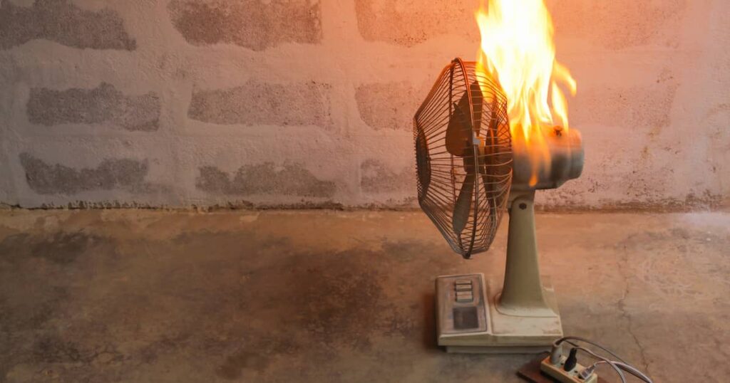 Defective electric fan catching on fire | Burg Simpson