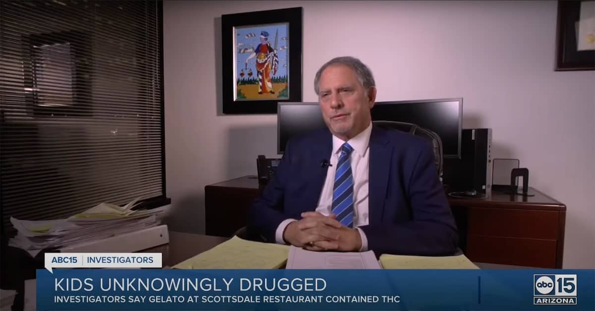 Attorney Michael Burg of Burg Simpson interviewed by ABC15 in Arizona in a segment titled 'Kids unknowingly drugged – Investigators say gelato at Scottsdale restaurant contained THC'