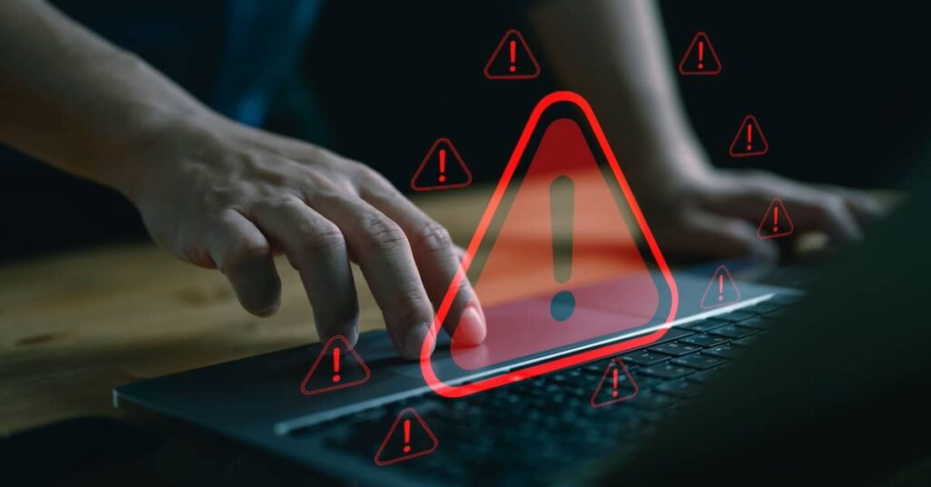 Data breach warning on a computer | Burg Simpson