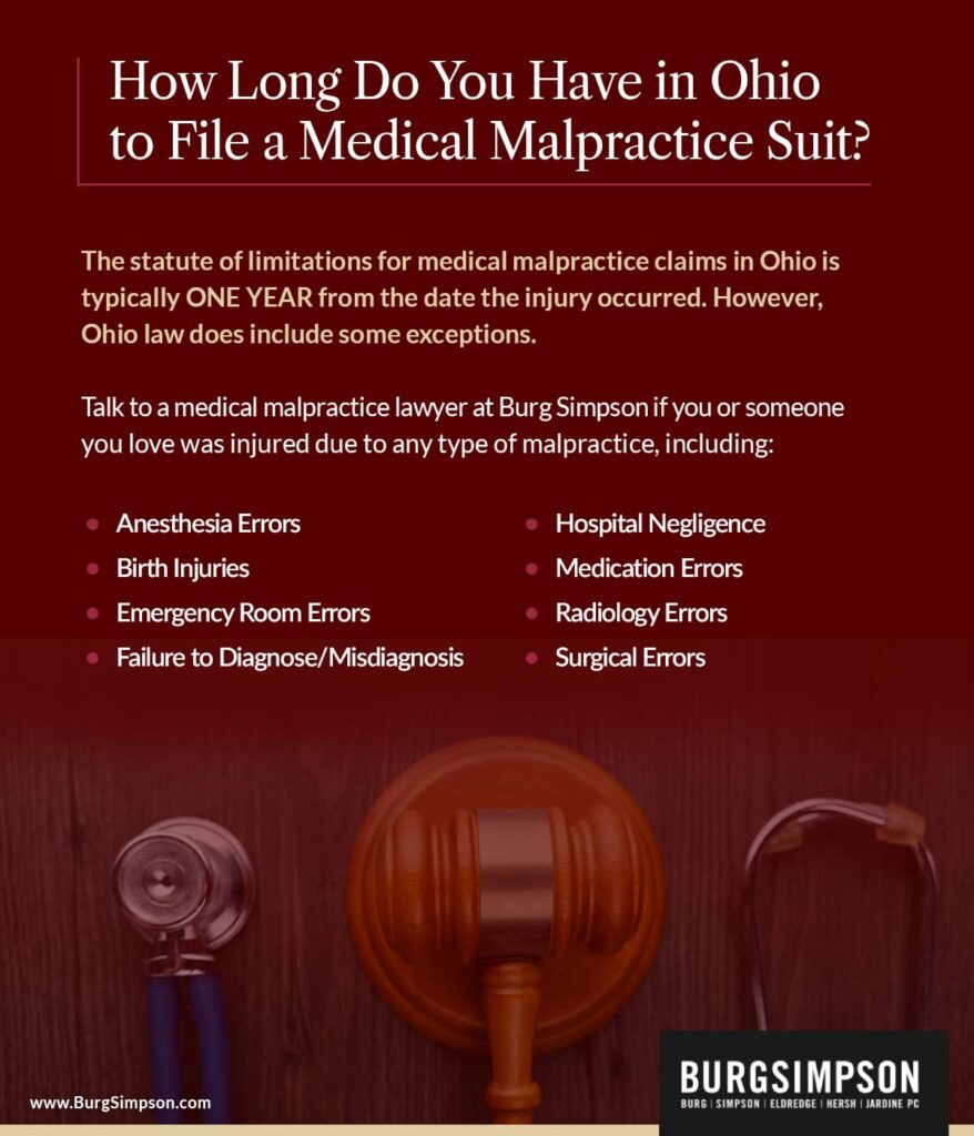 How long do you have in Ohio to file a medical malpractice suit? | Burg Simpson