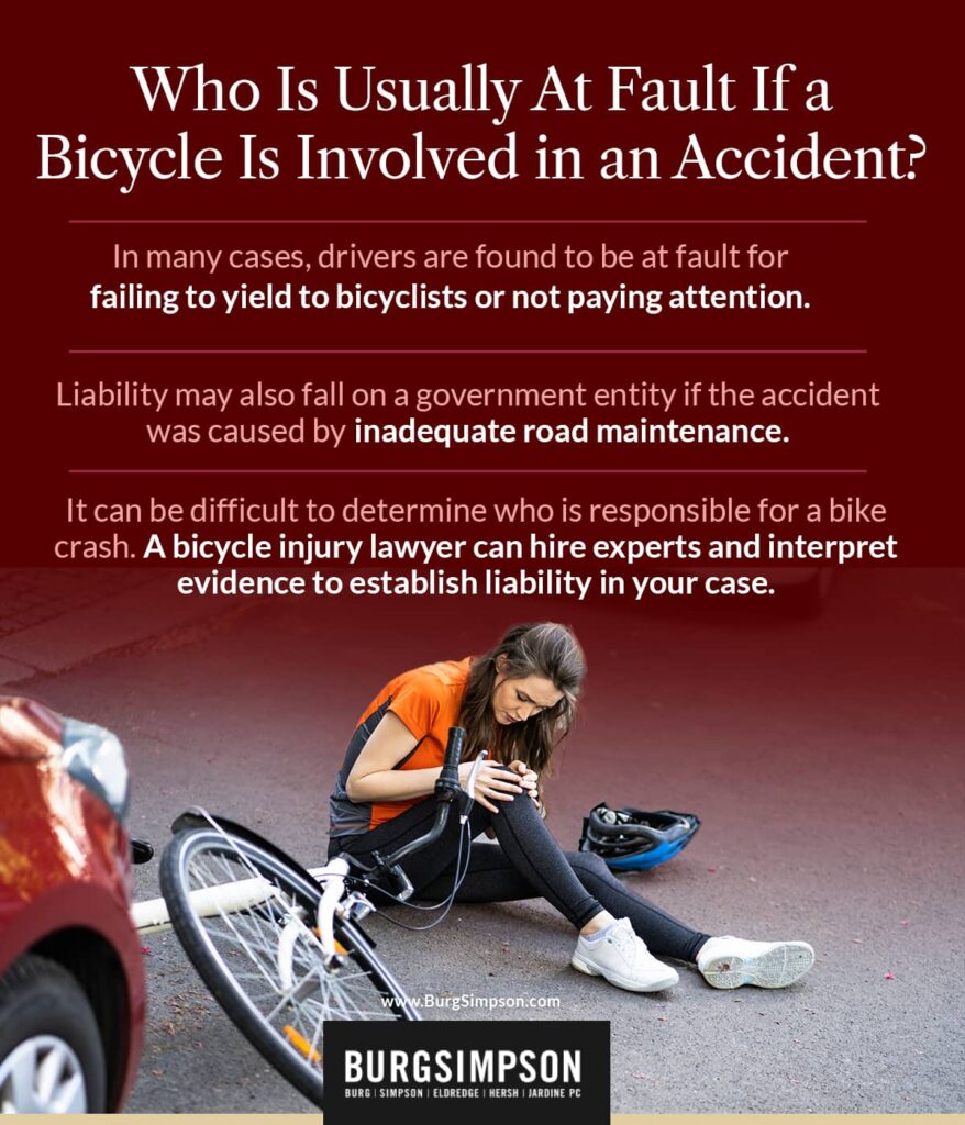 Who is usually at fault if a bicycle is involved in an accident? | Burg Simpson