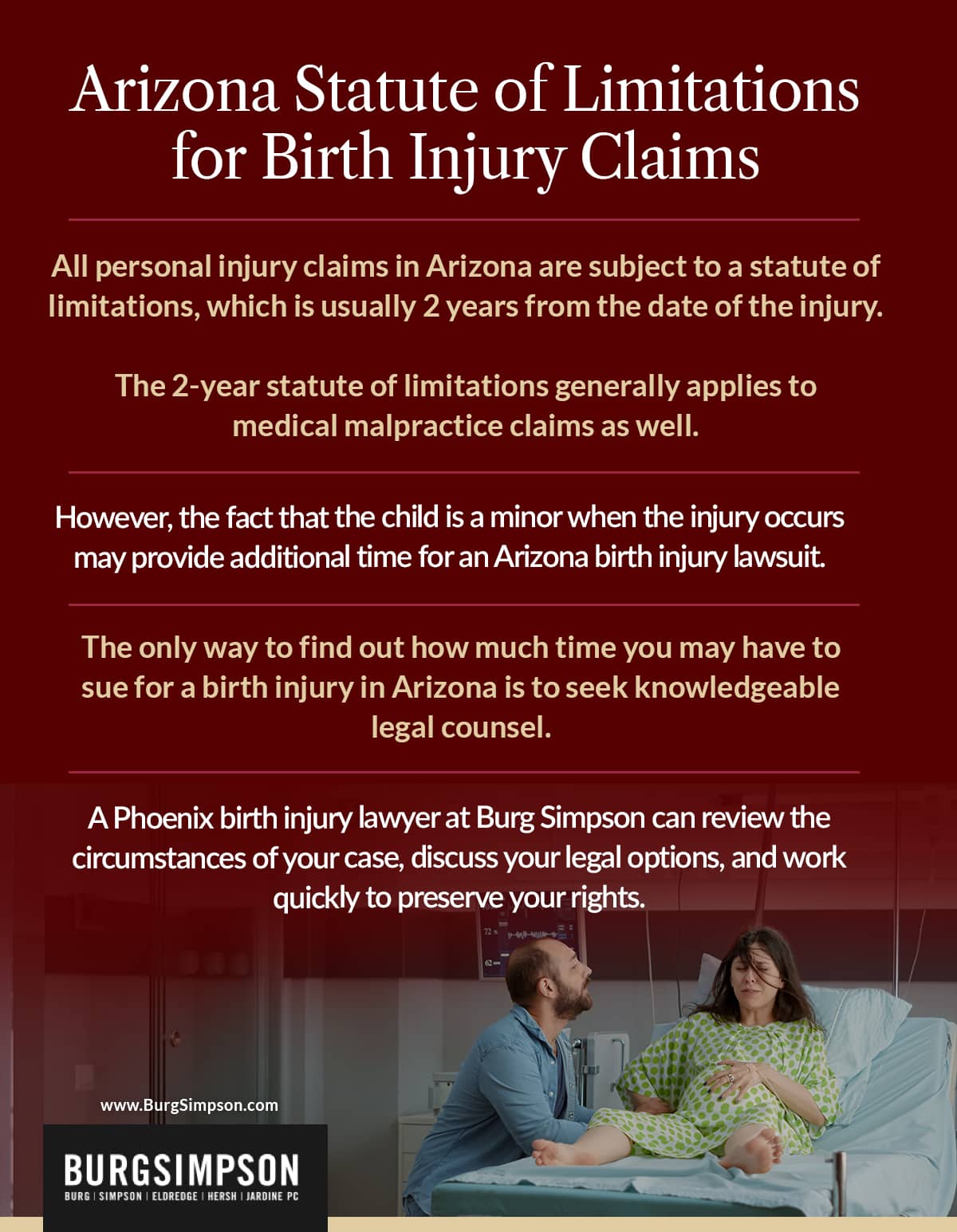 Arizona statute of limitations for birth injury claims | Burg Simpson