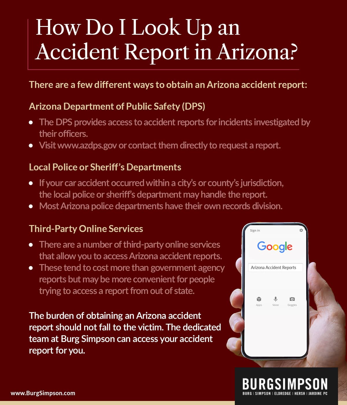 How do I look up an accident report in Arizona? | Burg Simpson