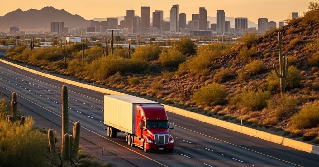 Commercial truck on a highway outside Phoenix, Arizona | Burg Simpson
