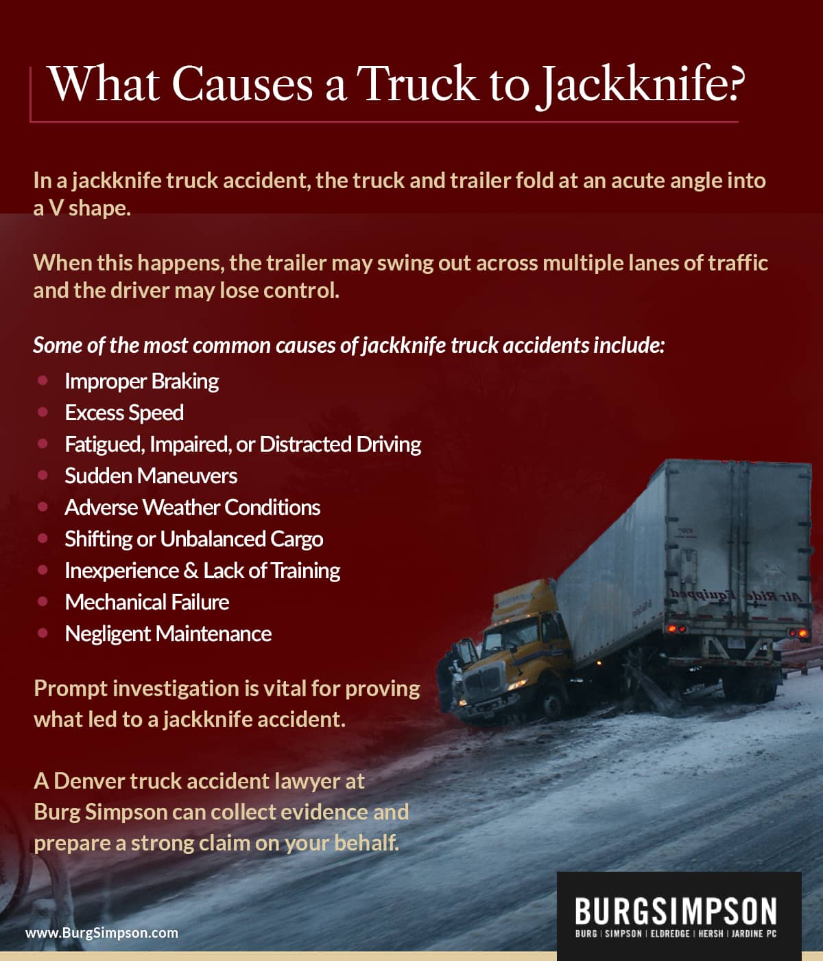 What causes a truck to jackknife? | Burg Simpson