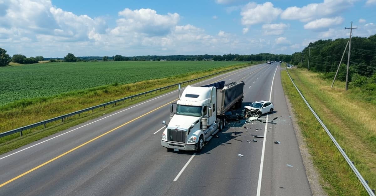 Aftermath of a serious truck accident with a smaller vehicle | Burg Simpson