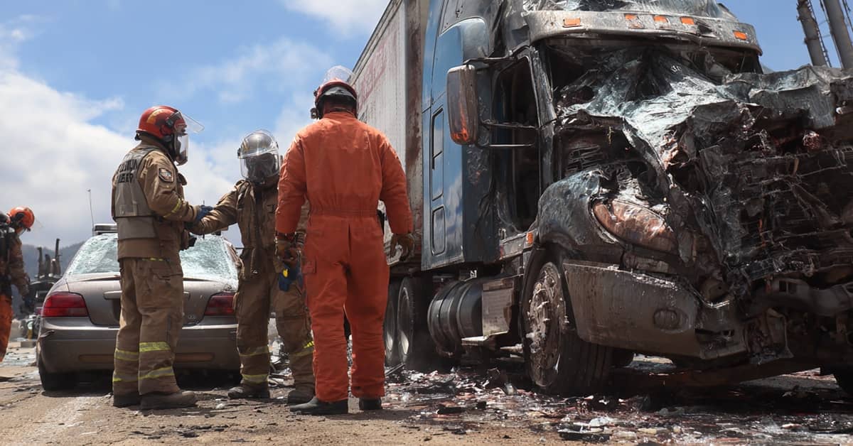 First responders at the scene of a catastrophic truck accident | Burg Simpson